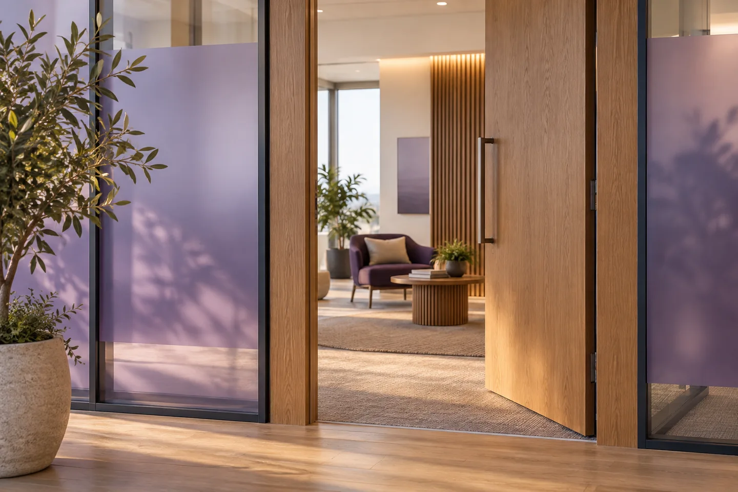 Welcoming contemporary British office doorway