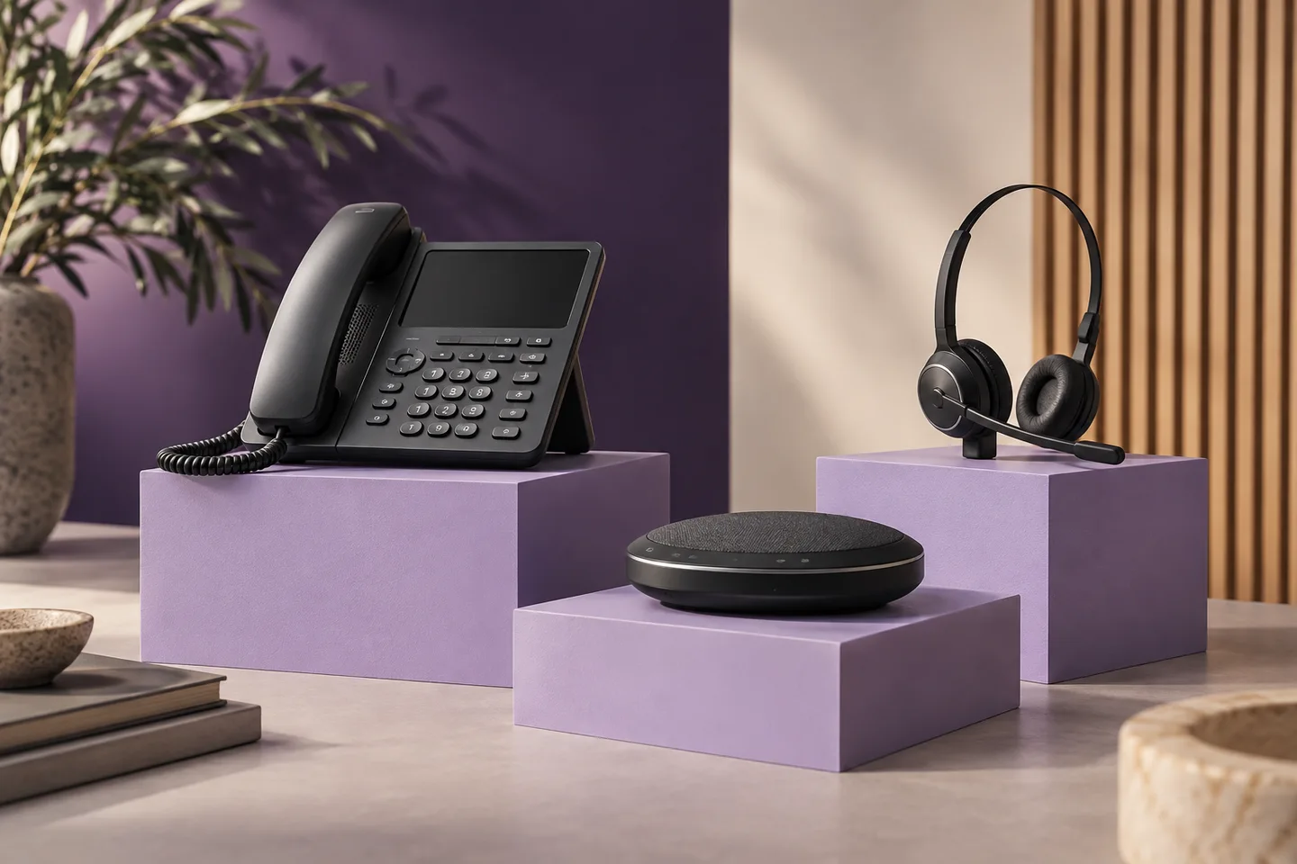 A beautifully arranged selection of a desk phone