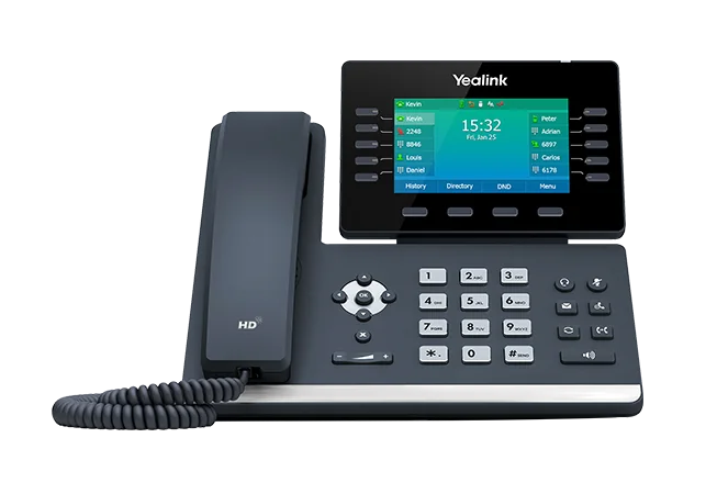 Yealink T54W desk phone with adjustable screen and physical call controls